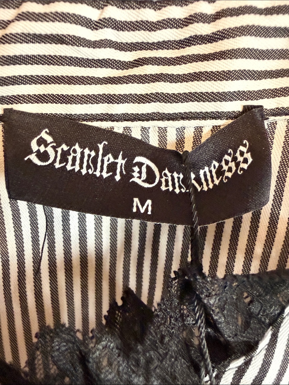 Victorian-Inspired Black & White Stripe Ruffle Button-Down Blouse- Medium-NWT - Picture 2 of 16
